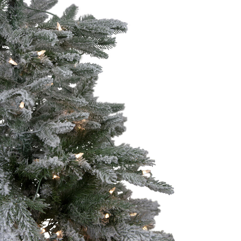 4.5' Pre-Lit Flocked Whistler Noble Fir Artificial Christmas Tree  Clear Lights