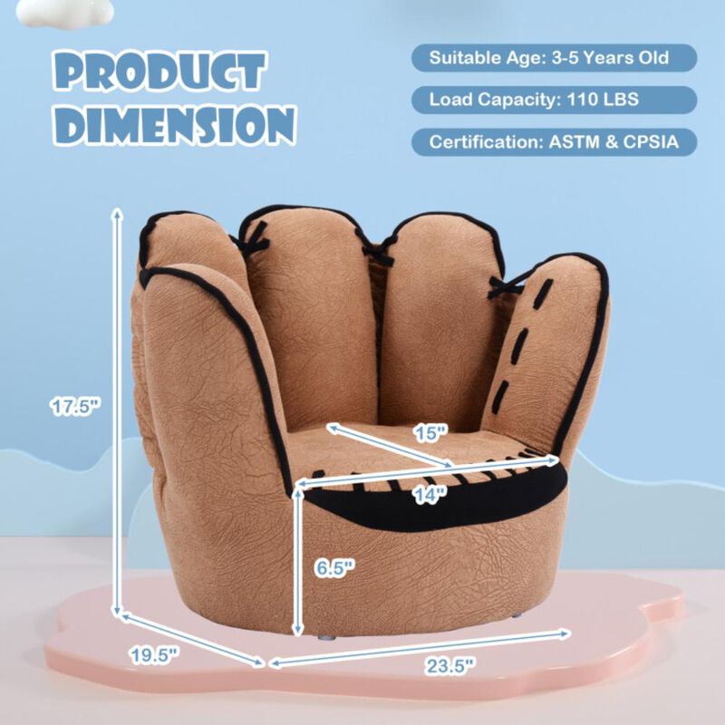 Hivvago Household Five Fingers Baseball Glove Shaped Kids Leisure Upholstered Sofa