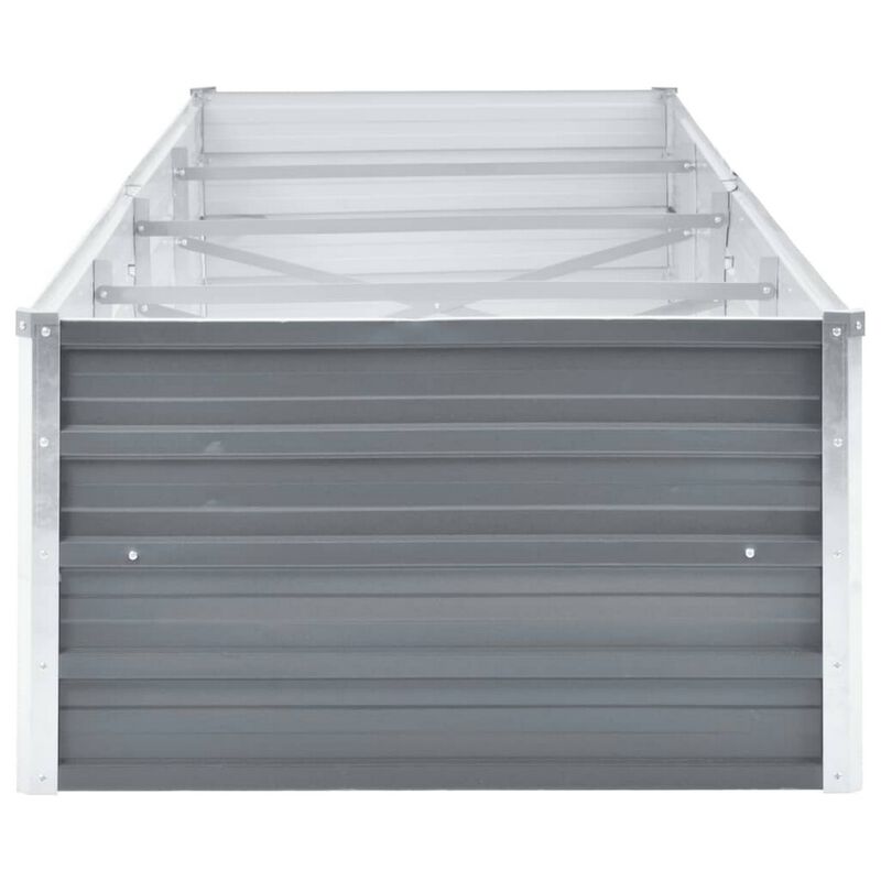 Raised Garden Flower Bed, 32 x 126 Galvanized Steel Gray, Rectangular - Benzara