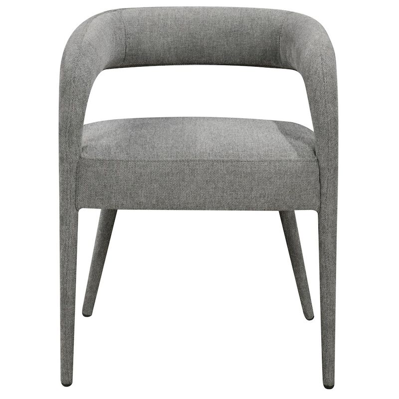 2-Piece Set: Galway Arm Chairs in Dark Gray Linen Fabric on Metal Frame
