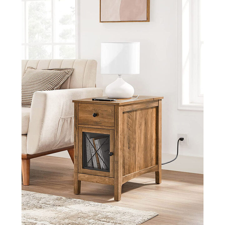 Side Table with USB Ports and Outlets - Functional Table for Convenient Charging and Stylish Decor