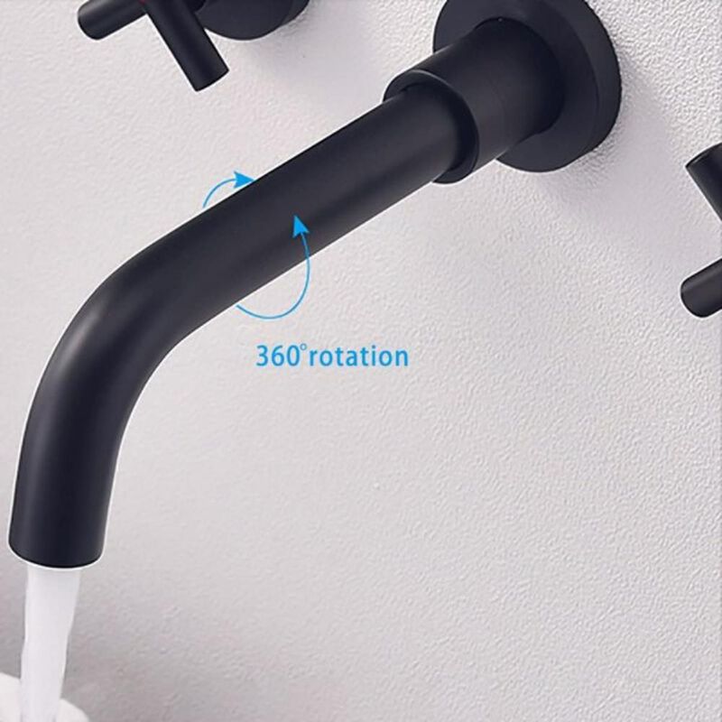 Wall-Mounted Bathroom Sink Faucet with Dual Handles for Modern Vanity & Space-Saving Design