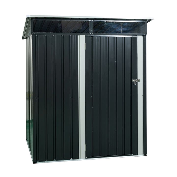 MONDAWE 5ft x 3ft Steep Slope Outdoor Metal Storage Shed With Transparent Plate and Hinged door