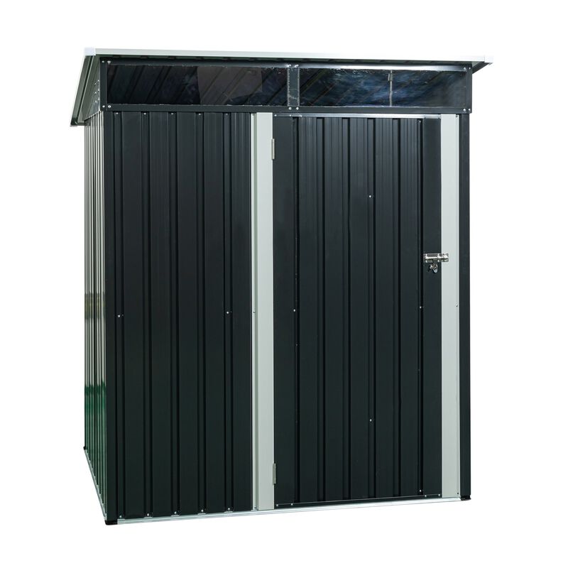 MONDAWE 5ft x 3ft Steep Slope Outdoor Metal Storage Shed With Transparent Plate and Hinged door