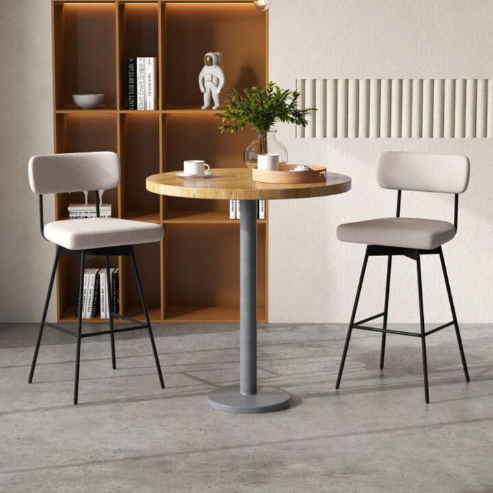Hivvago 25 Inch Counter Height Upholstered Swivel Bar Stool Set of 2-beige