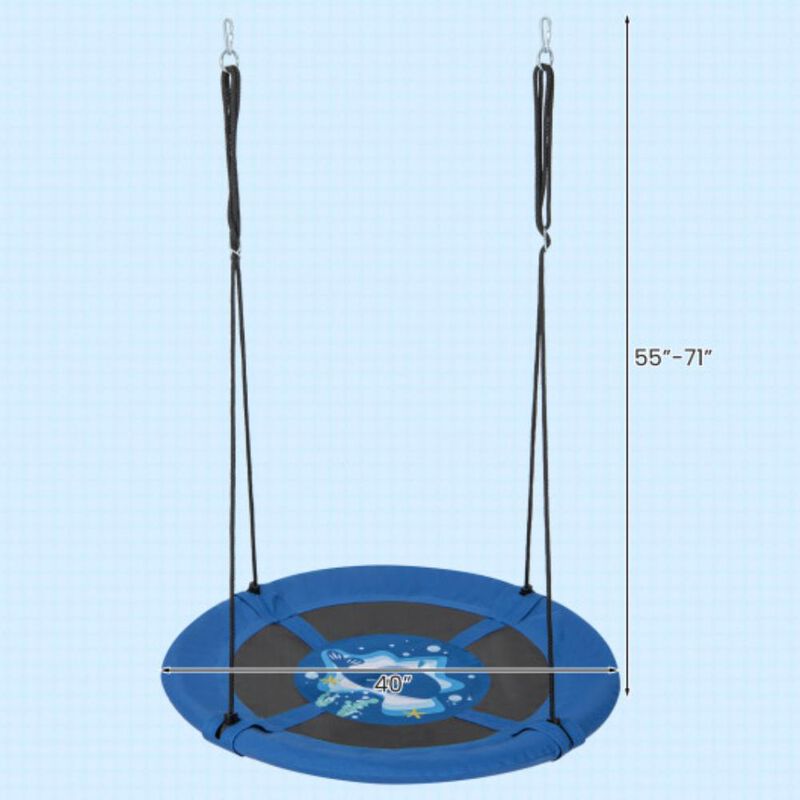 Hivvago 40 Inches Saucer Tree Swing with Adjustable Hanging Ropes and 900D Oxford Fabric