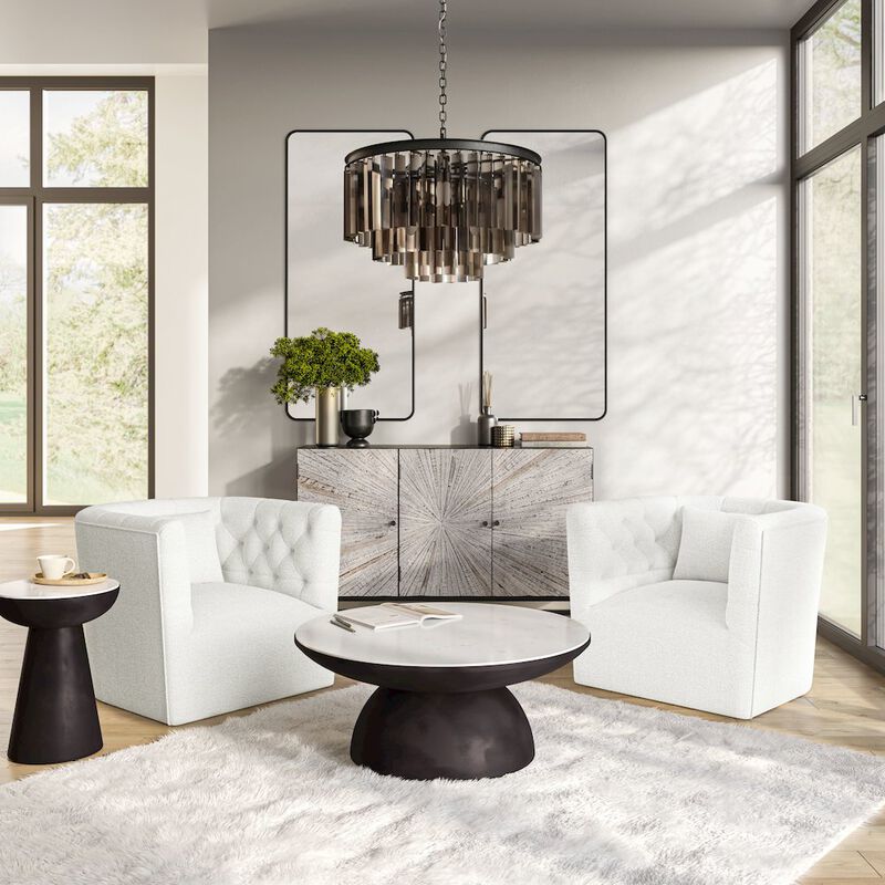 Jofran Everly Boucle Modern Transitional Swivel Accent Chair