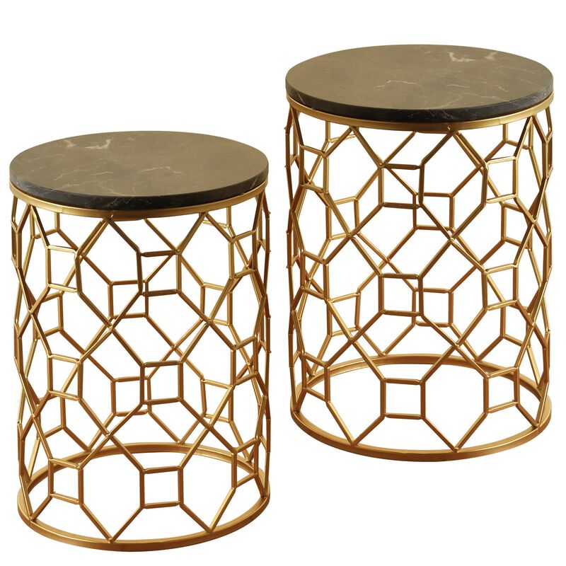 Marble Round Side Tables (Set of 2)
