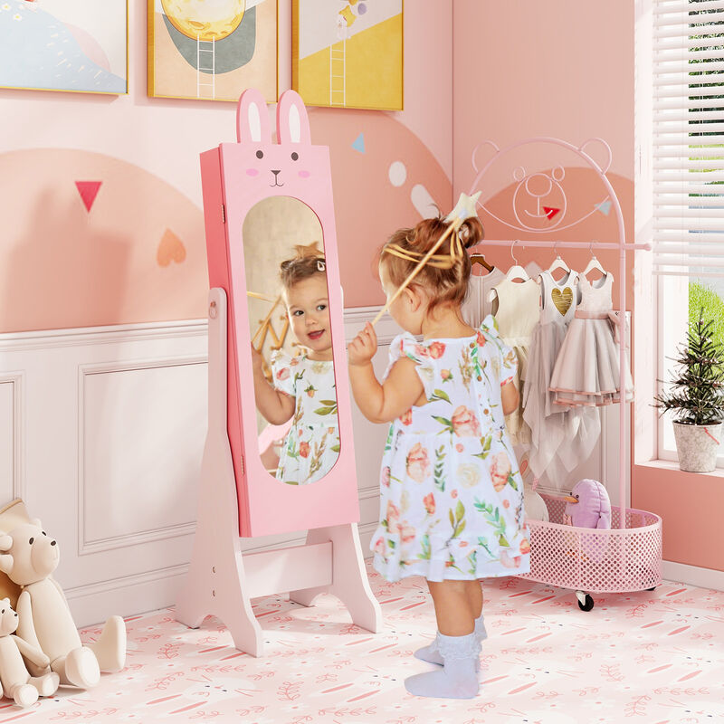 Kids Jewelry Armoire Cabinet with 2 Tilt Angles and Large Storage Capacity