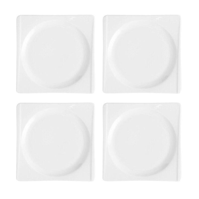 Porcelain Hong Kong 7" x 7" Square White Porcelain Plate (Set of 4)