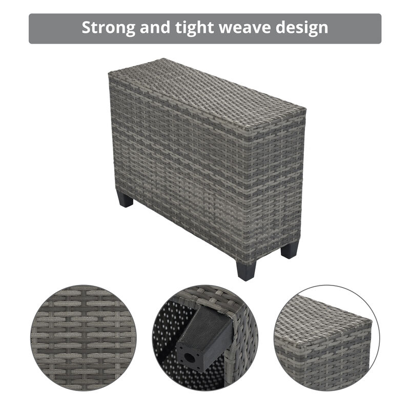 Merax 8-pieces Outdoor Wicker Round Sofa Set，Curved Sofa Set With Rectangular Coffee Table