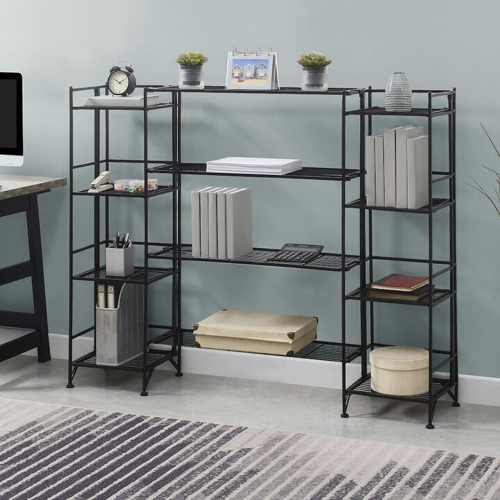 Convenience Concepts Xtra Storage 4 Tier Folding Metal Shelves with Set of 4 Deluxe Extension Shelves