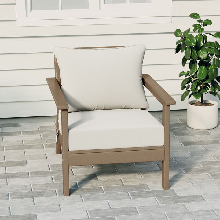WestinTrends Outdoor Modern HDPE Patio Club Chair with Deep Seat Cushions