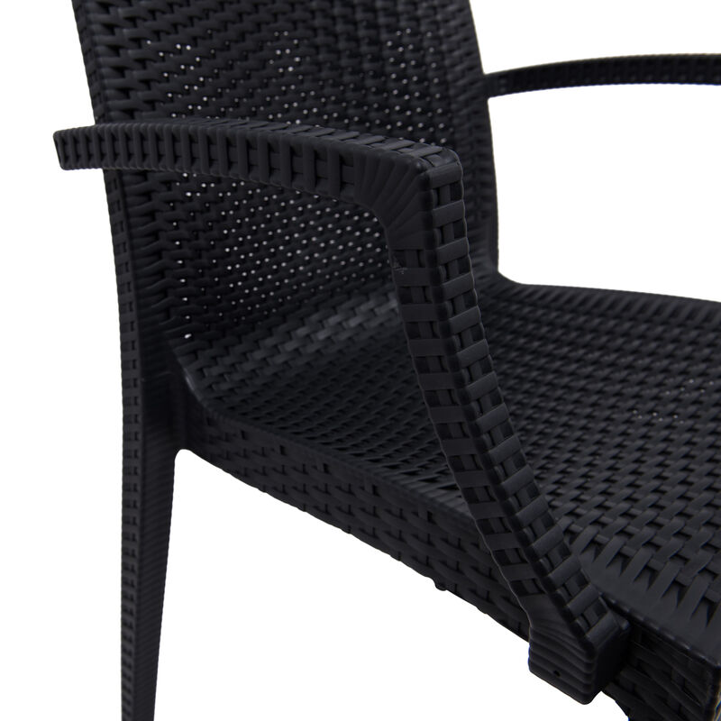 LeisureMod Weave Mace Indoor/Outdoor Chair (With Arms) in Green