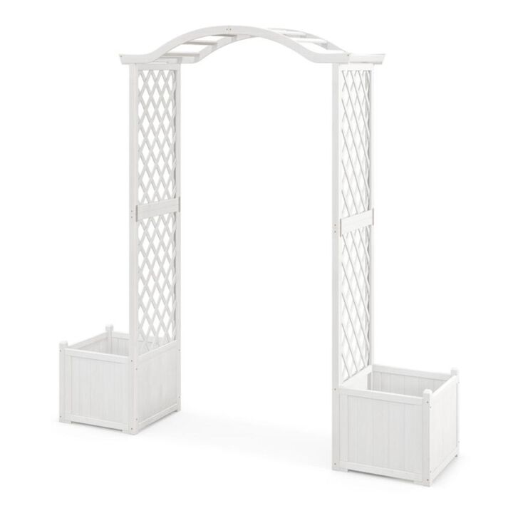 Hivvago Wooden Garden Arbor with Planter and Trellis for Climbing Plants Decorations
