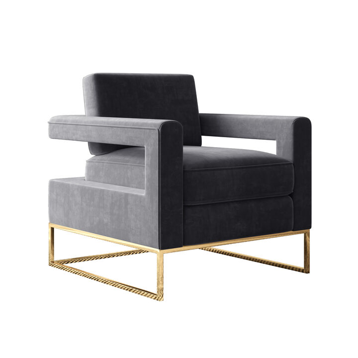 Modern Velvet Accent Chair, Elegant Armchair With Stainless Steel Base