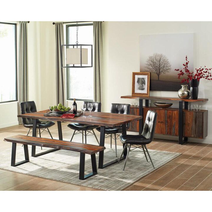 Coaster Ditman Live Edge Dining Bench Grey Sheesham and Black