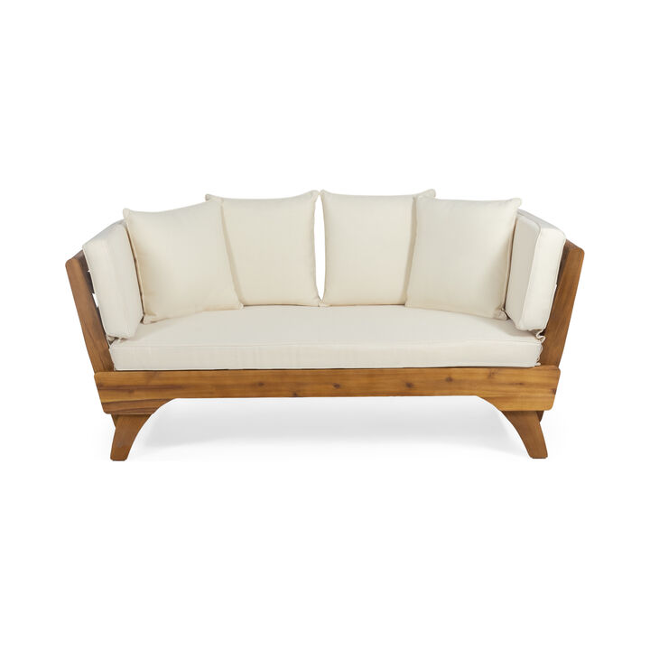 Merax Acacia Wood Patio Convertible Couch Sofa Bed