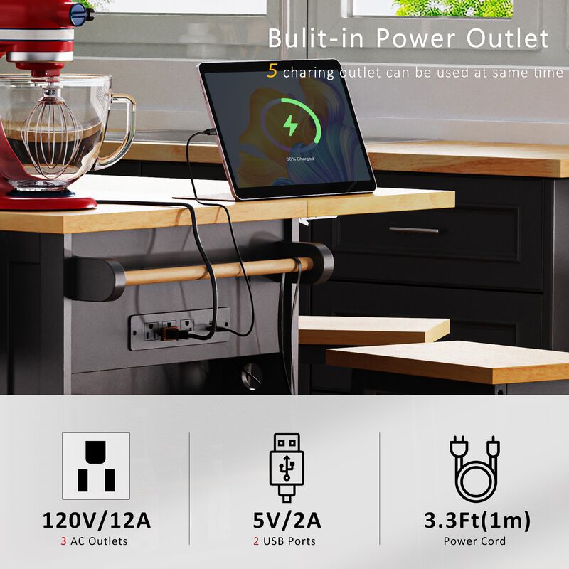 Merax Kitchen Island with Drop Leaf