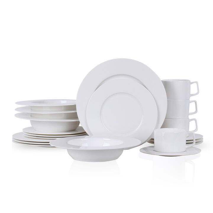 Stone Lain Sylvie Bone China 20 Piece Dinnerware Set, White