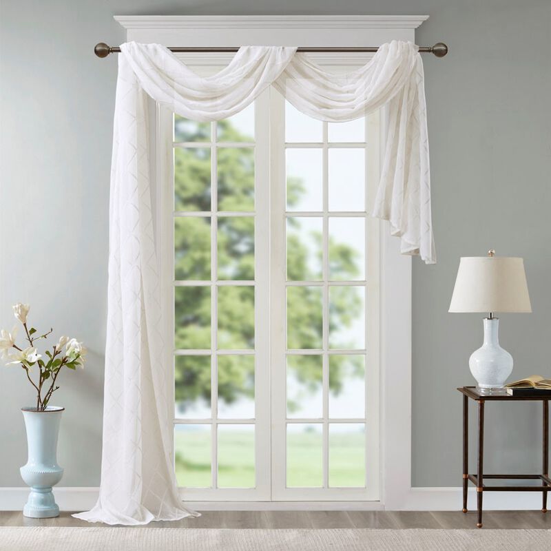Gracie Mills Cyprian Diamond Embroidered Lightweight Sheer Window Scarf