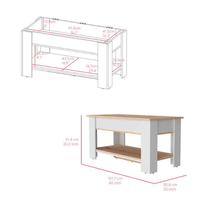 Storage Table Polgon, Living Room, Light Oak / White
