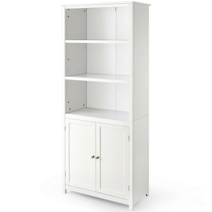 Hivvago White Bathroom Linen Tower Towel Storage Cabinet with 3 Open Shelves