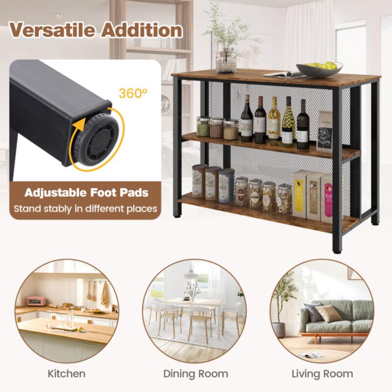 Hivvago 36" 3-Tier Bar Table with Storage Metal Frame Adjustable Foot Pads for Dining Room