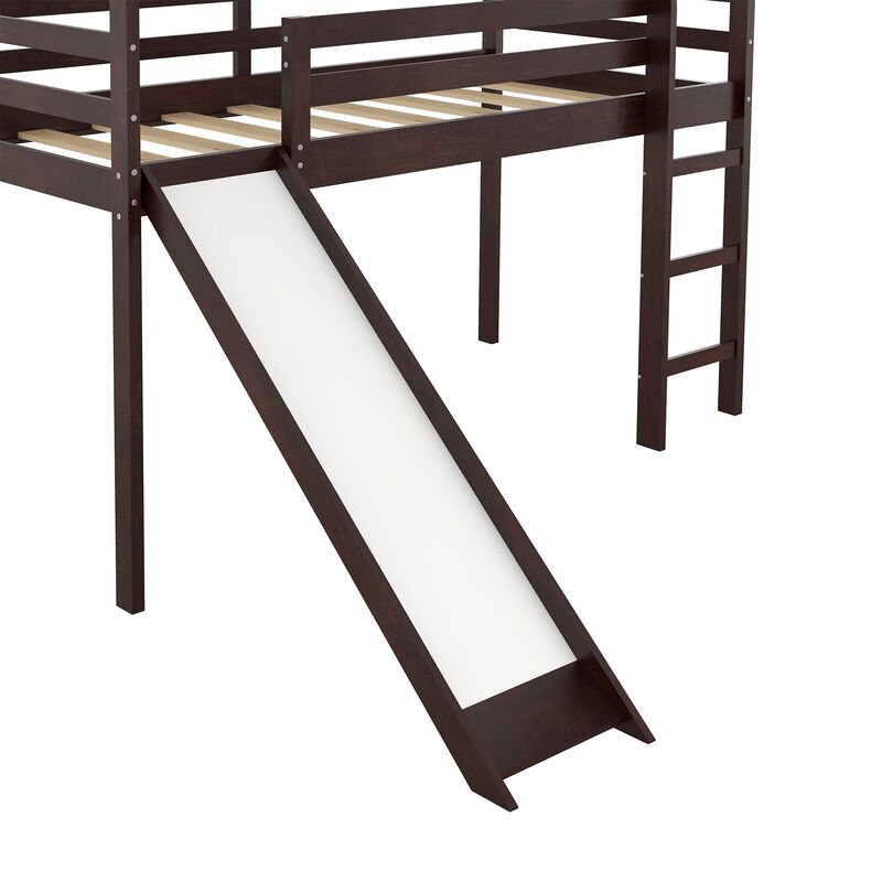 Merax Kids Children House Bed Loft Bed with Slide