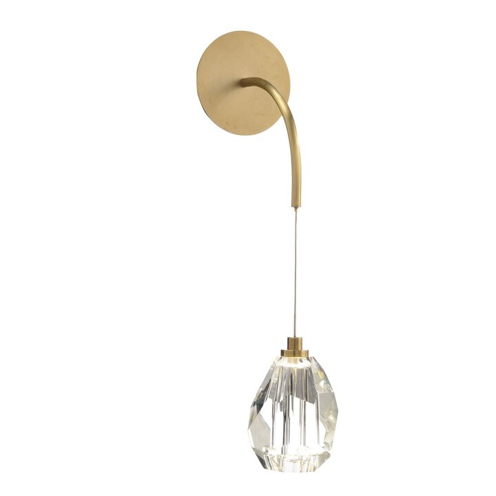 Faceted Cut Crystal Single-Droplight Sconce