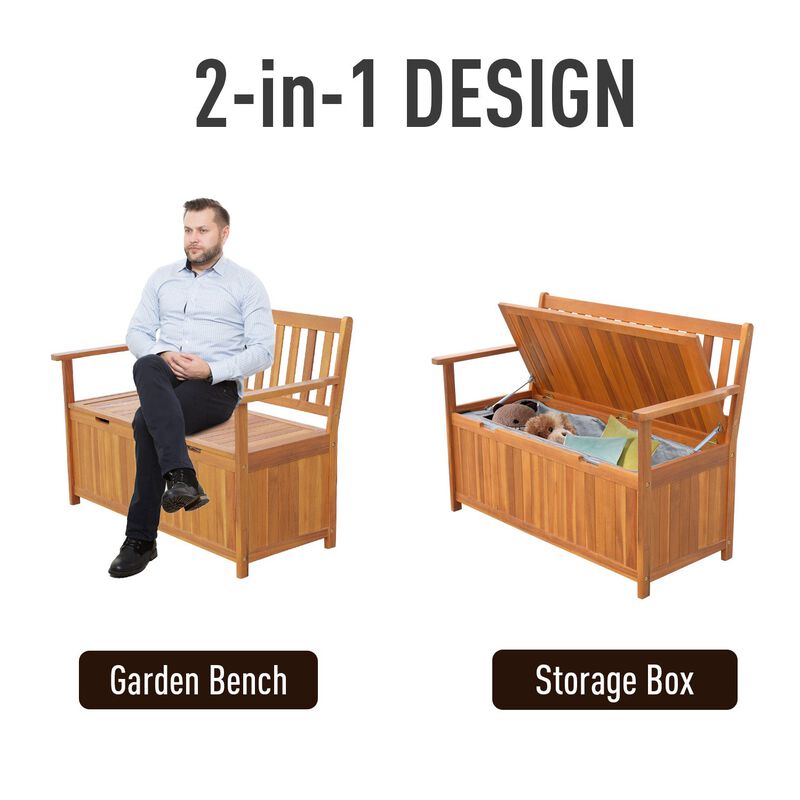 Multipurpose Outdoor Chest: 41 Gallon Teak Deck Box with PE Lining
