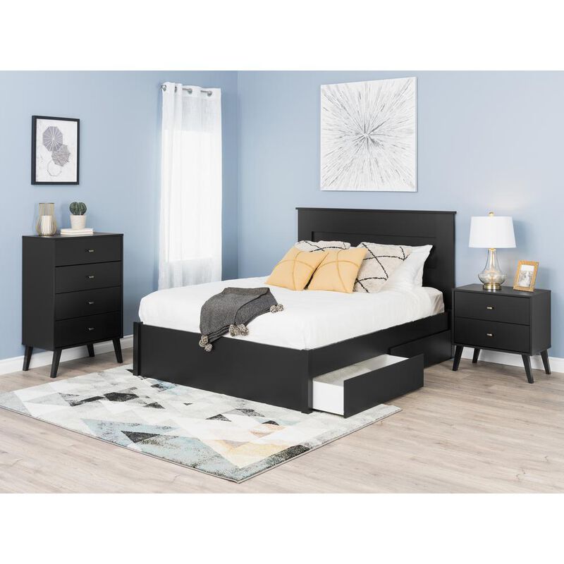 Prepac Milo Mid Century Modern  4-drawer Chest, Black