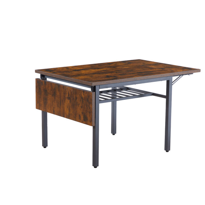 Rustic Folding Dining Table - 63.2" L X 35.5" W X 30.5"