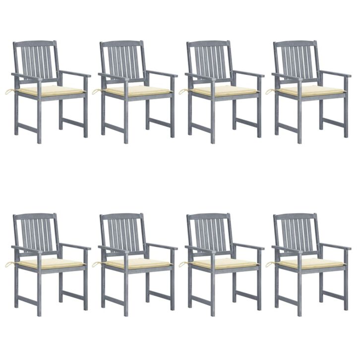 vidaXL Garden Chairs with Cushions 8 pcs Solid Acacia Wood Gray