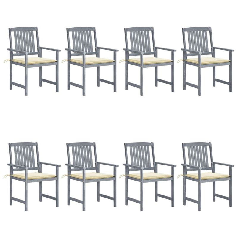 vidaXL Garden Chairs with Cushions 8 pcs Solid Acacia Wood Gray