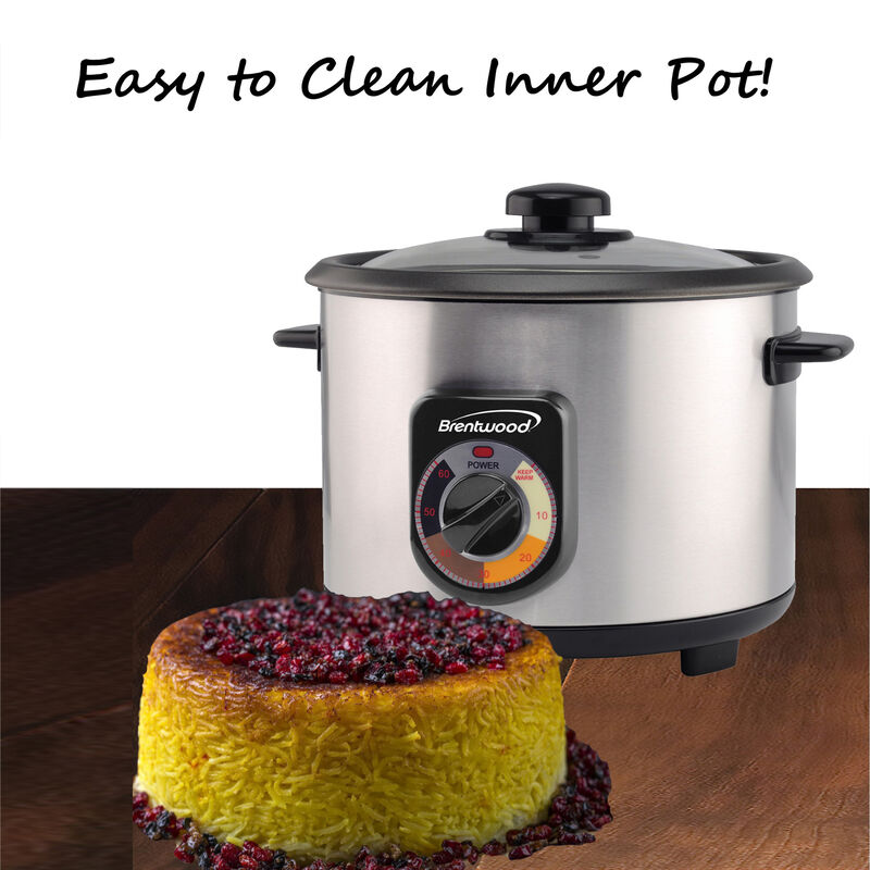 Brentwood TS-1020S 10-Cup Stainless Steel Crunchy Persian Rice Cooker