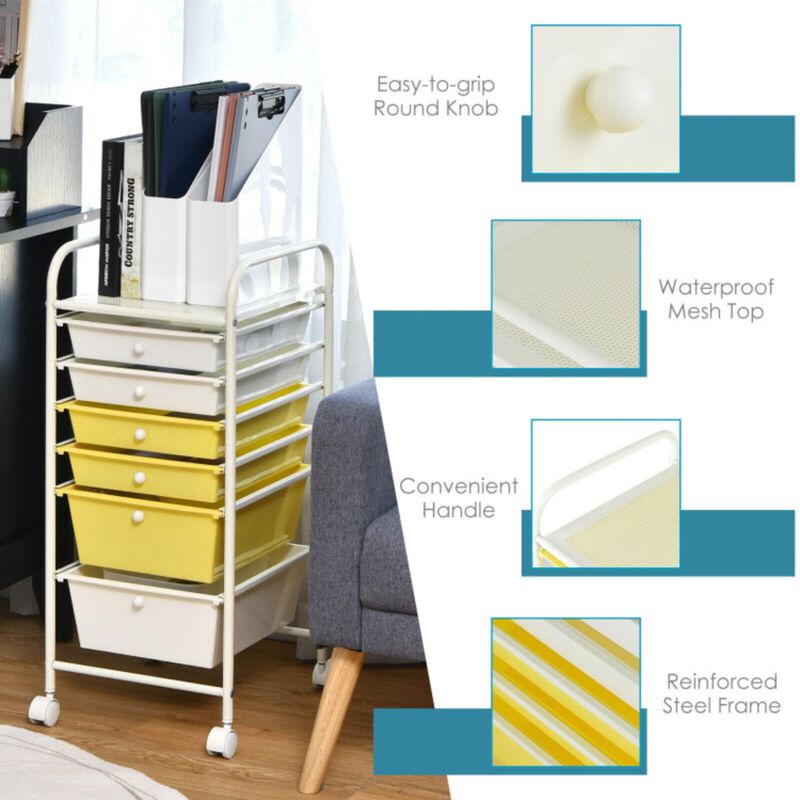 Hivvago 6 Drawers Rolling Storage Cart Organizer