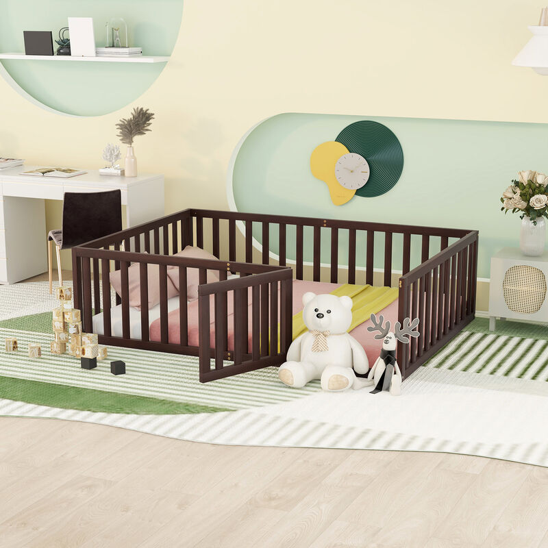Merax Wood  Daybed Frame with Fence