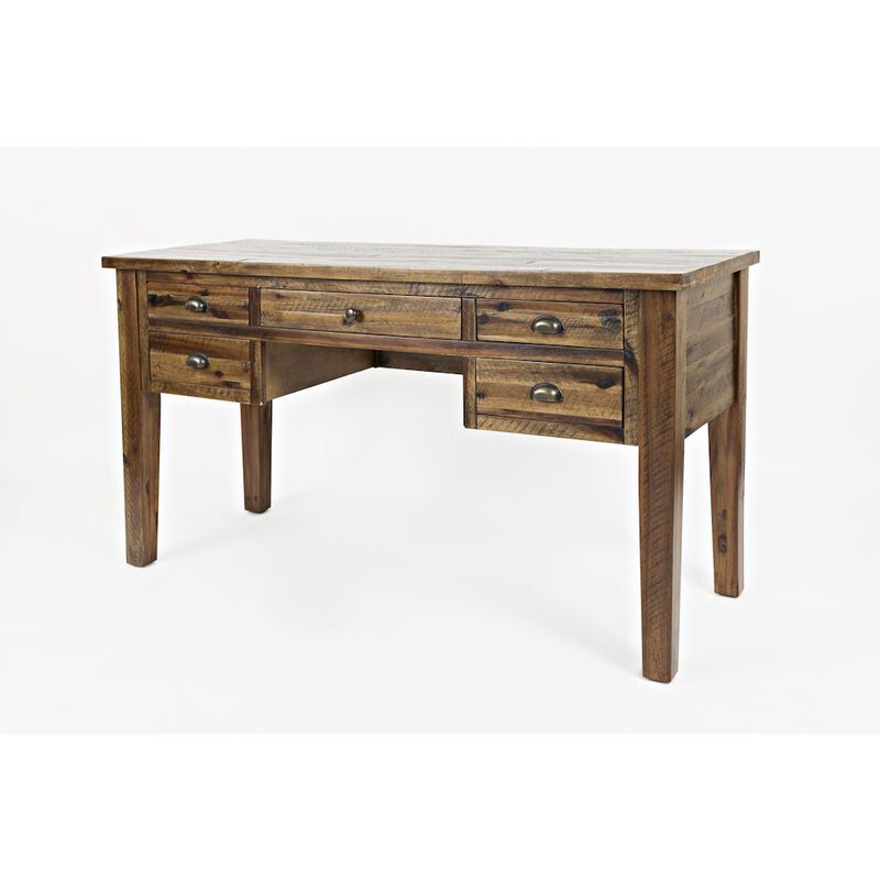 Jofran Artisan's Craft Rustic Farmhouse Distressed Acacia 5-Drawer Desk
