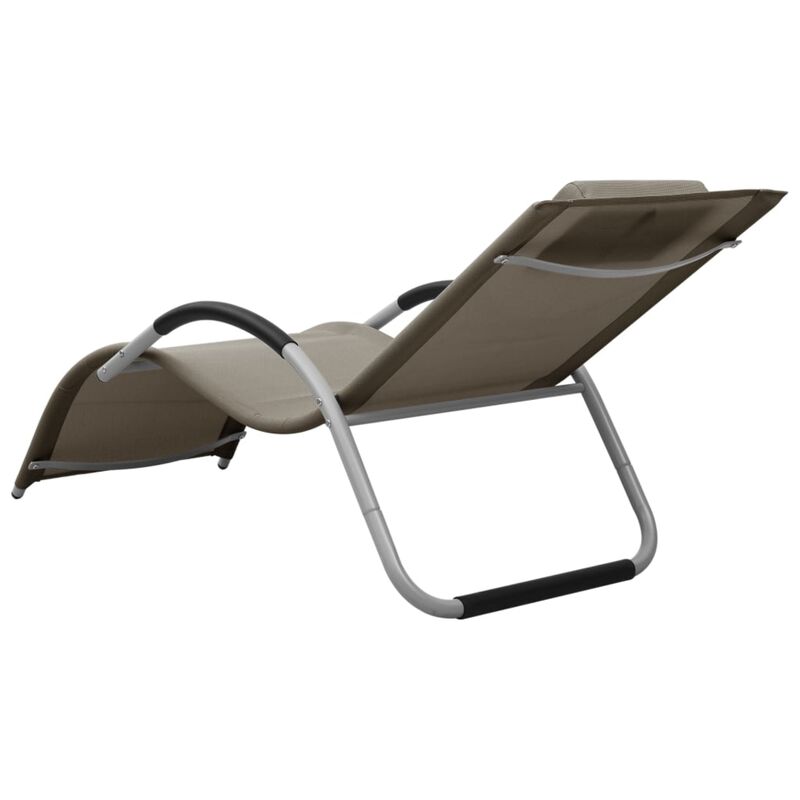 vidaXL Sun Lounger Textilene Taupe and Gray