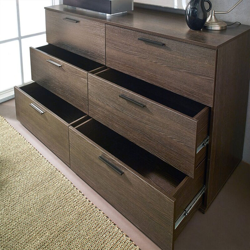 FC Design Klair Living Farmhouse Six-Drawer Jumbo Dresser