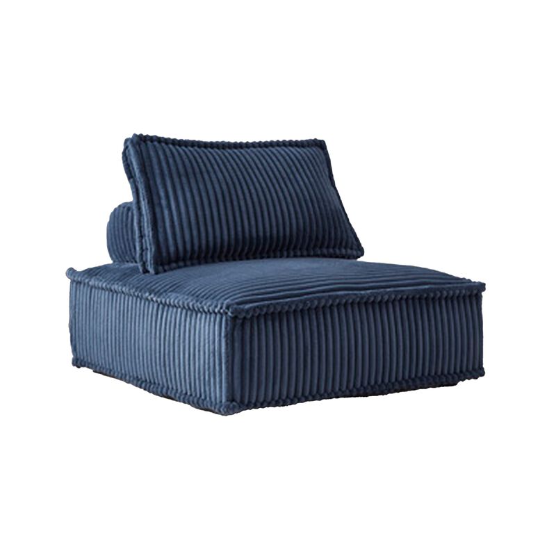 Vico Accent Chair, Armless Modular Design, Soft Blue Striped Polyester -