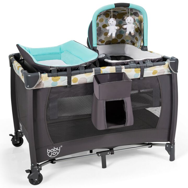 4-in-1 Convertible Portable Baby Playard Newborn Napper with Music and Toys