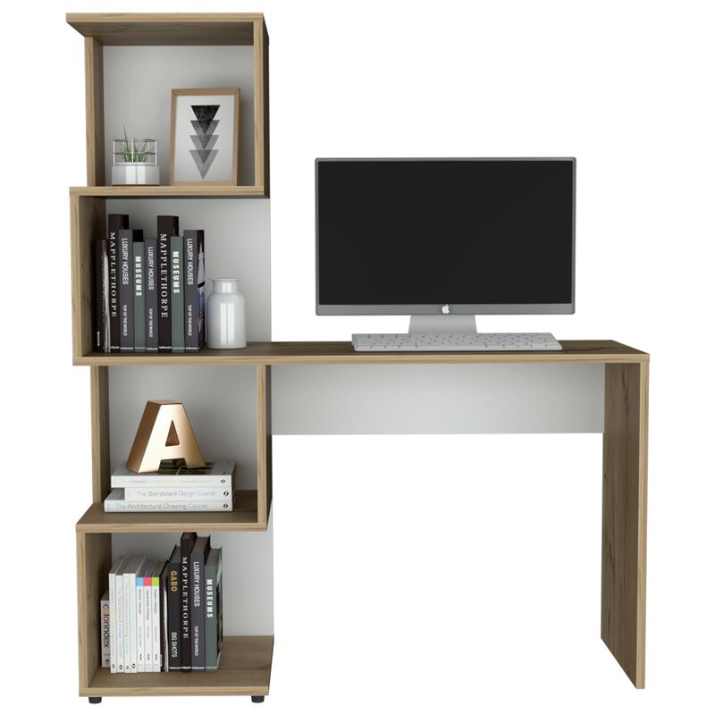 Vik Desk with Storage Cabinets -Light Oak / White
