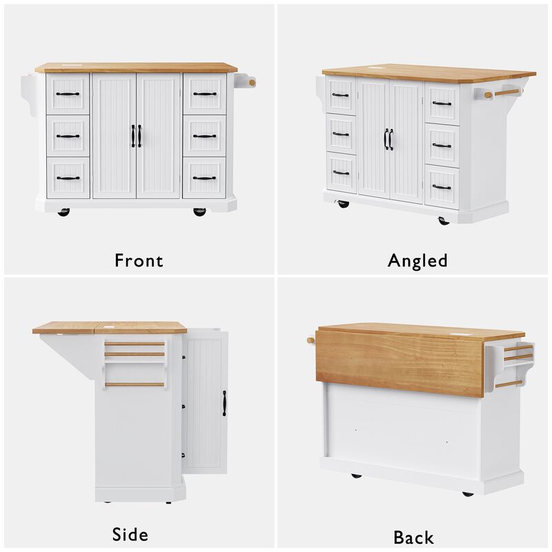 Merax Rolling Kitchen Island  Cart with Power Outlet