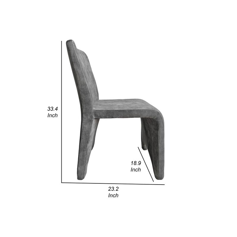 Cid Lou 19 Inch Side Dining Chair Set of 2, Gray Polyester, Panel Frame - Benzara