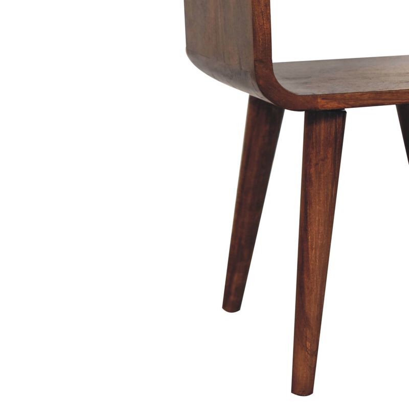 Artisan Furniture Solid Wood Mini Honey Caramel Curved Bedside with Lower Slot