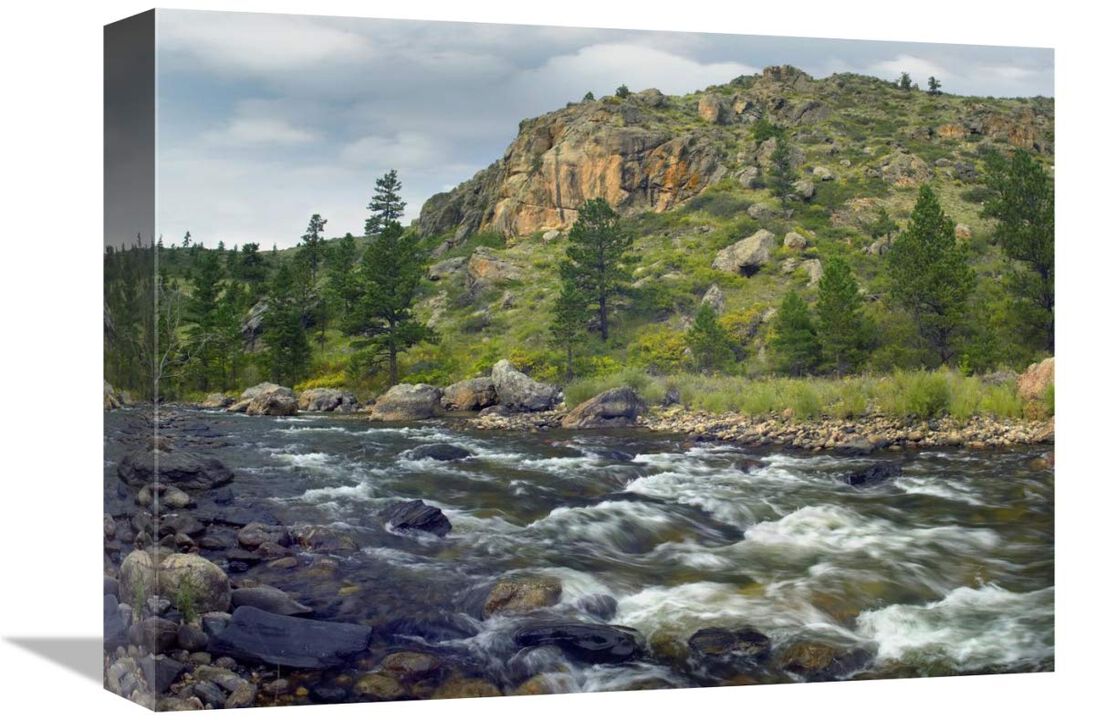 Rapids with cliffs above Cache La Poudre River, Colorado-Canvas Art-16x12