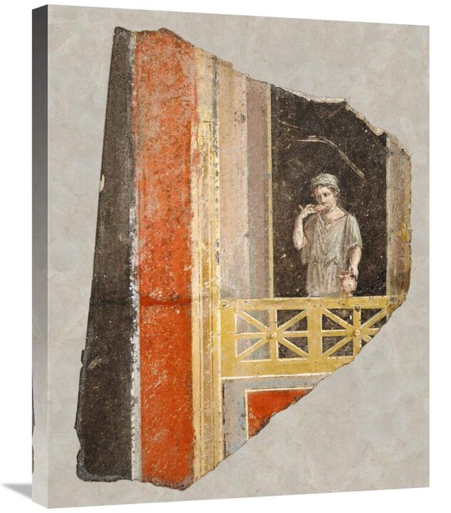 Fresco Fragment:  Woman on a Balcony-Canvas Art-22x28