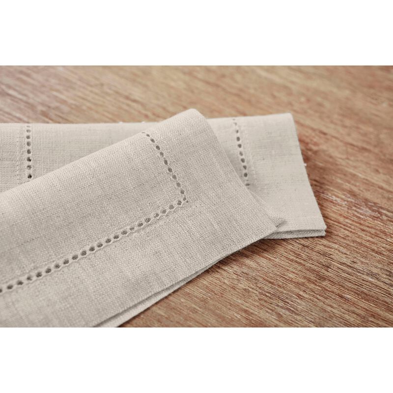 Solino Home 100% Pure Linen Dinner Napkins 20 x 20 Inch Set of 6 | Classic Hemstitch
